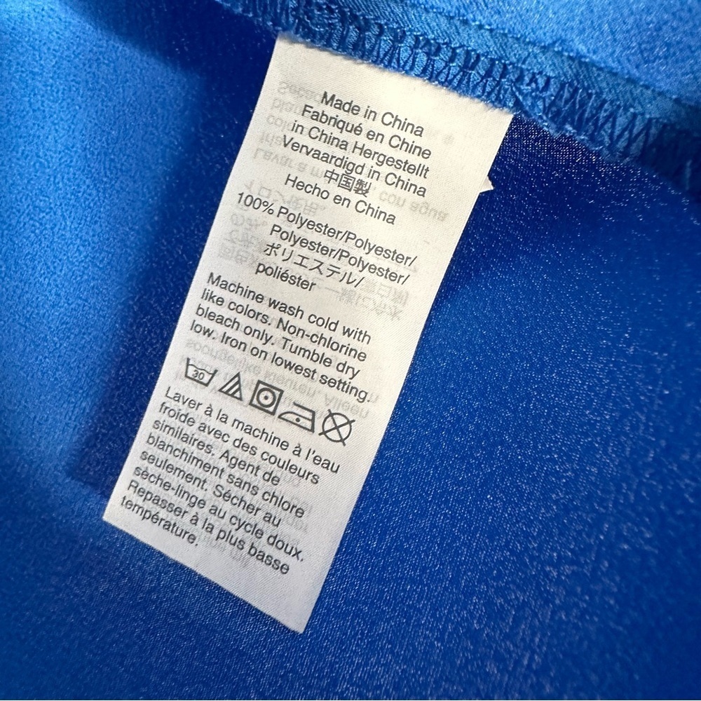 J. Crew | Blue Ruffle Trim Mock Neck Sleeveless Top Size 6 - Picture 6 of 6